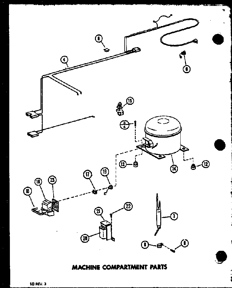 Machine Compartment Parts Diagram and Parts List for C15B2L P7398046WL Amana Freezer