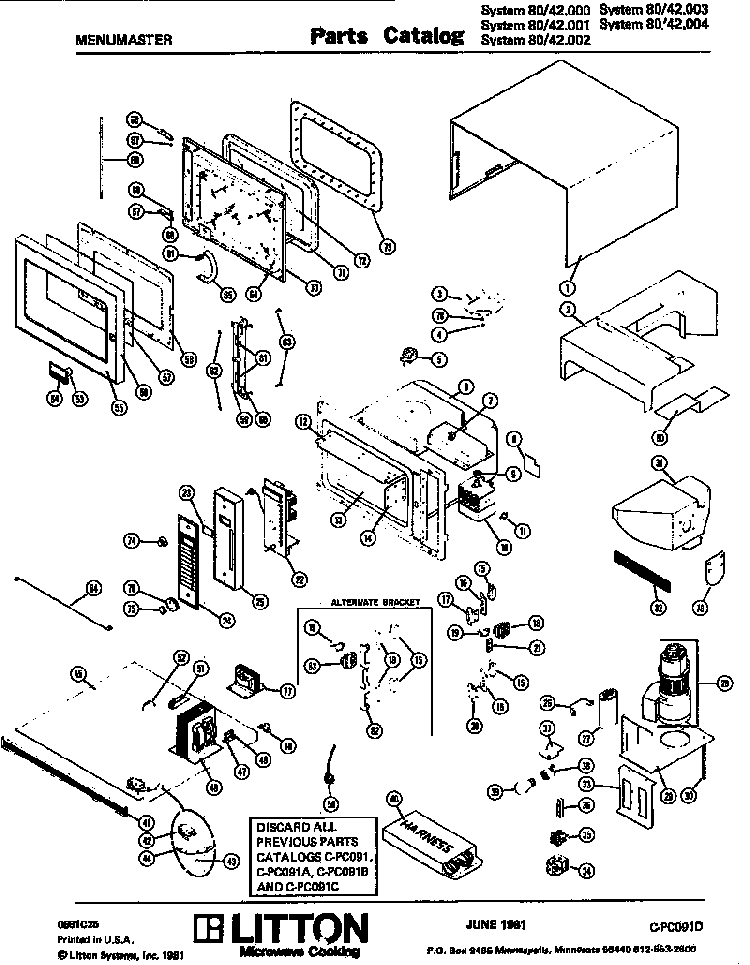 Section 6 Diagram and Parts List for 80 51001 Amana Microwave