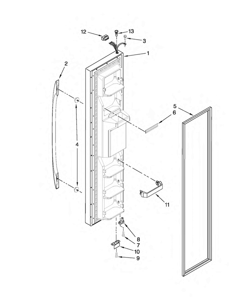 Freezer Door Parts Diagram and Parts List for MSF25D2EAS00  Maytag Refrigerator