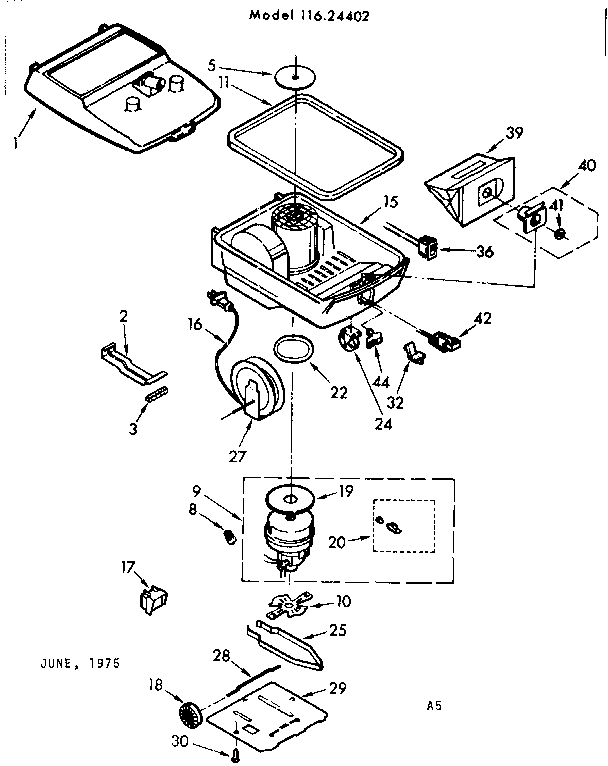 Base Assembly Diagram and Parts List for 11624402  Kenmore Filters & Accessories