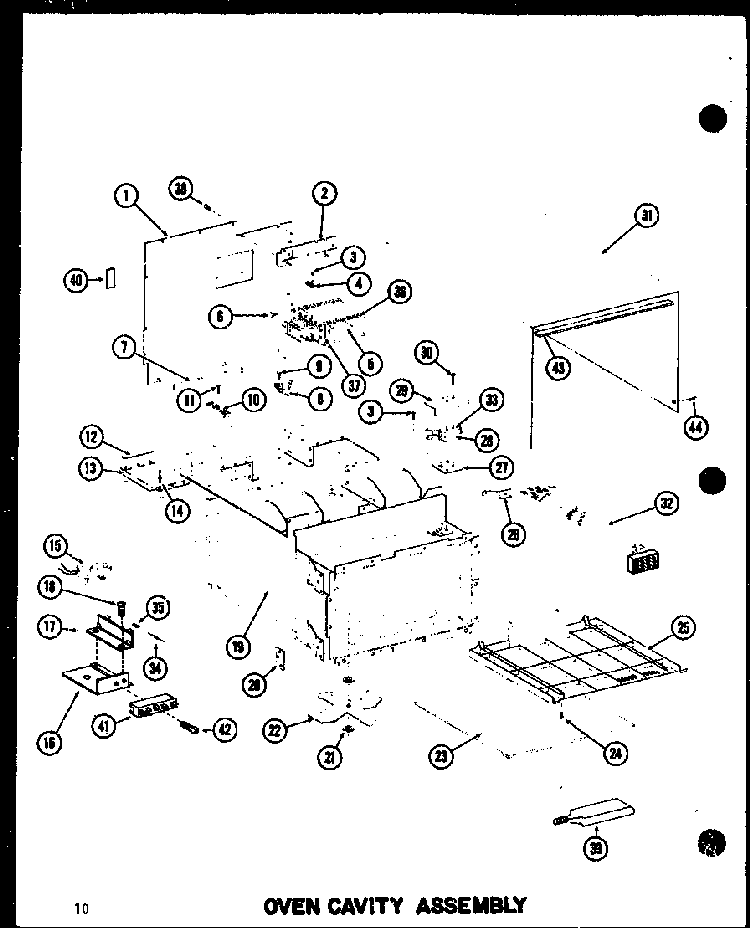 Oven Cavity Assembly Diagram and Parts List for RC-14 P72100-7M Amana Microwave