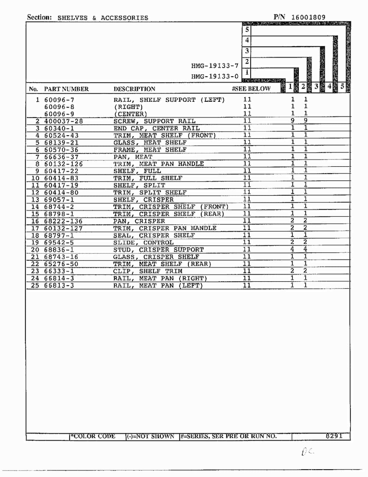 Shelves And Accessories Page 2 Diagram and Parts List for 19133-0A  Admiral Refrigerator