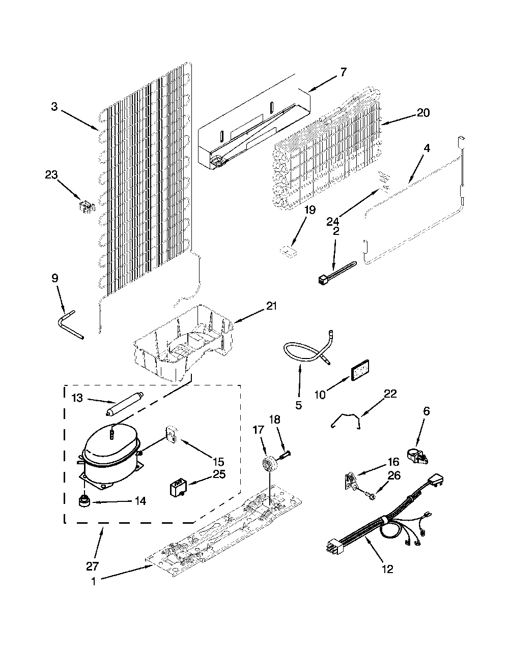 Unit Parts Diagram and Parts List for 10676399410  Kenmore Refrigerator
