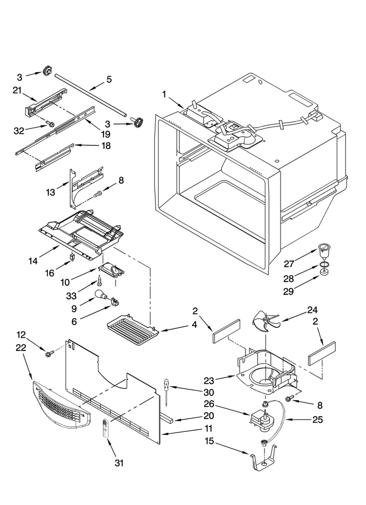 Freezer Liner Parts Diagram and Parts List for ABB1927VEB1  Amana Refrigerator