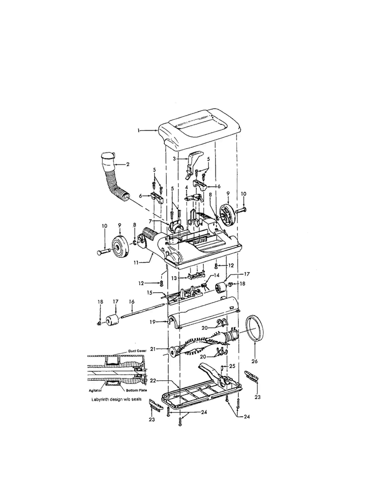 Hood Diagram and Parts List for U5435-900  Hoover Upright Vacuum