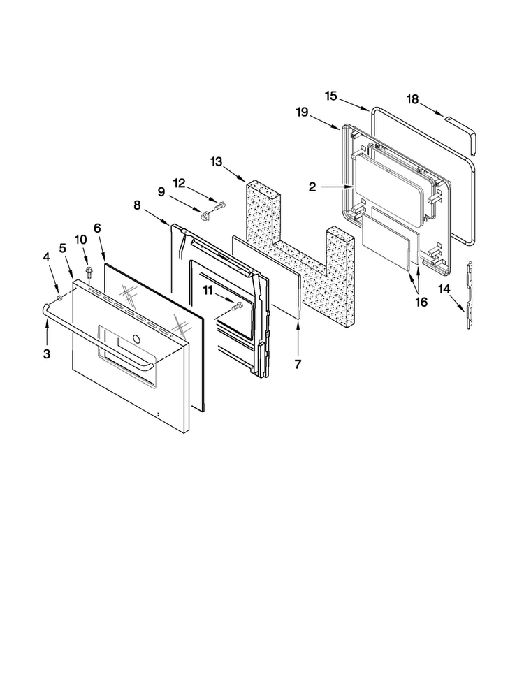 Oven Door Parts Diagram and Parts List for CWE4800ACE27  Maytag Wall Oven