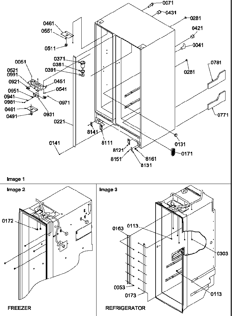 Cabinet Parts Diagram and Parts List for SSD522TW-P1313602WW  Amana Refrigerator