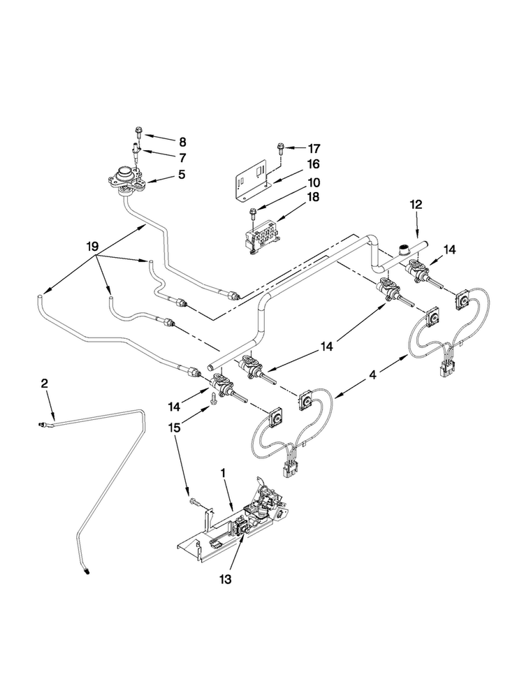 Manifold Parts Diagram and Parts List for JDS8850CDS01  Jenn-Air Range