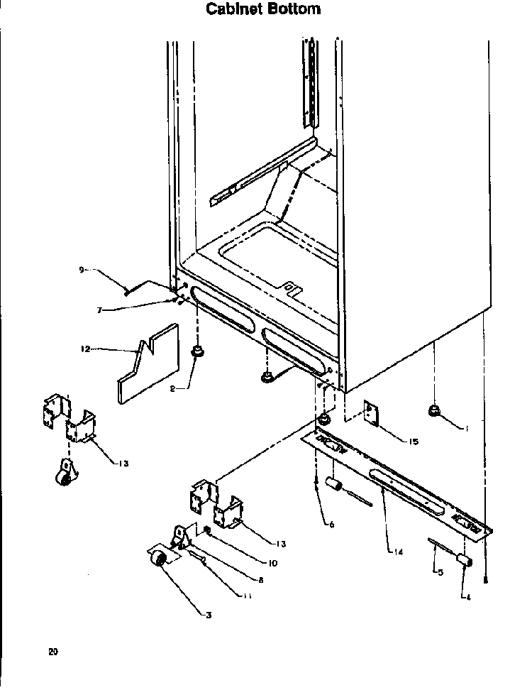 Cabinet Bottom Diagram and Parts List for TA18S2W-P1194501WW  Amana Refrigerator