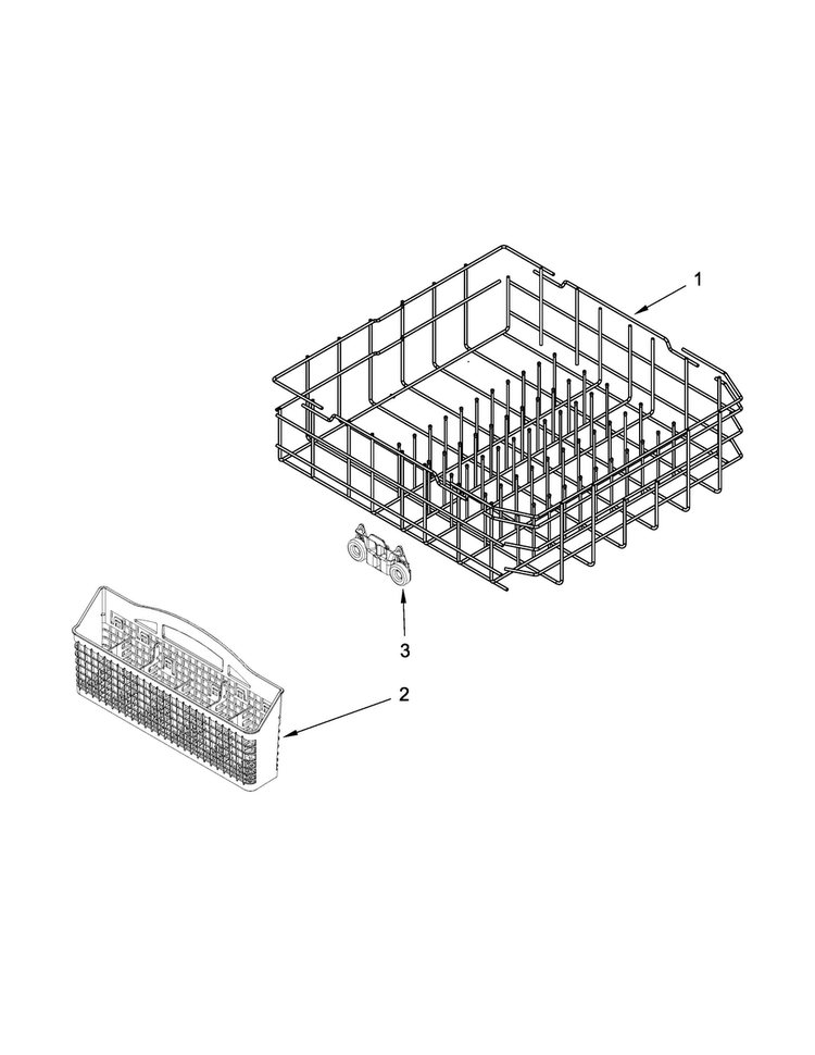 Lower Rack Parts Diagram and Parts List for ADB1700ADB1  Amana Dishwasher