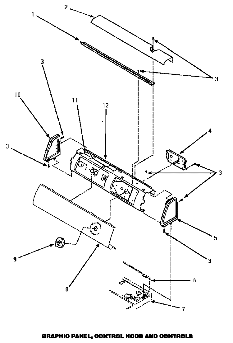 GRAPHIC PANEL, CONTROL HOOD & CONTROLS Diagram and Parts List for LE1007W P1177601W W Amana Dryer