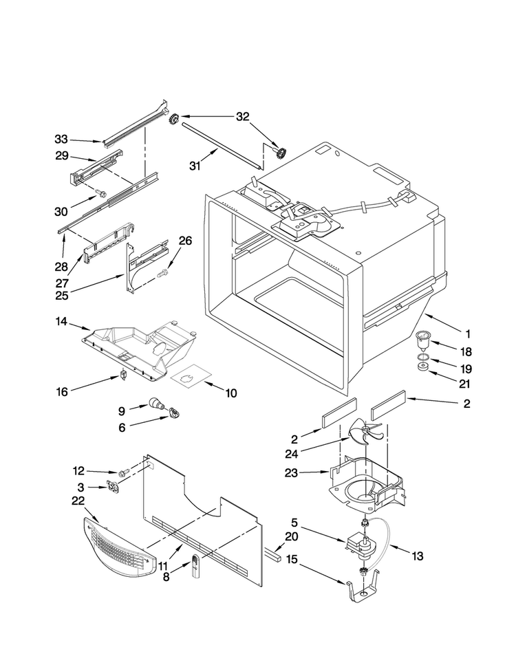 Freezer Liner Parts Diagram and Parts List for AFB2234WES5  Amana Refrigerator