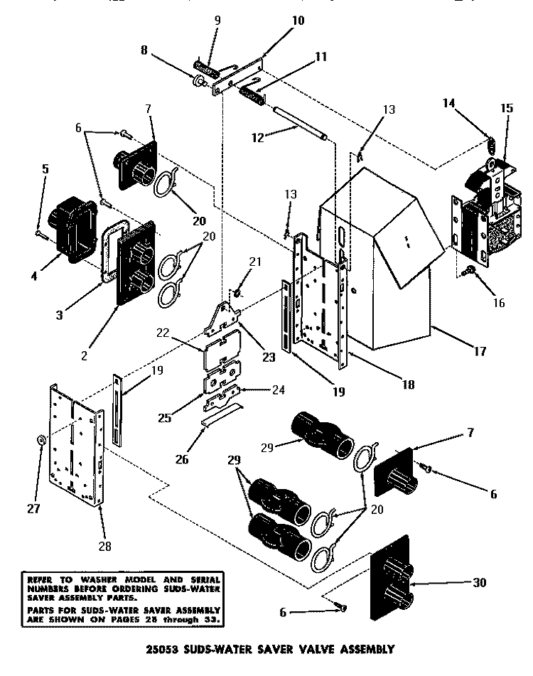 25053 SUDS - WATER SAVER VALVE ASSY Diagram and Parts List for DA6223  Amana Washer