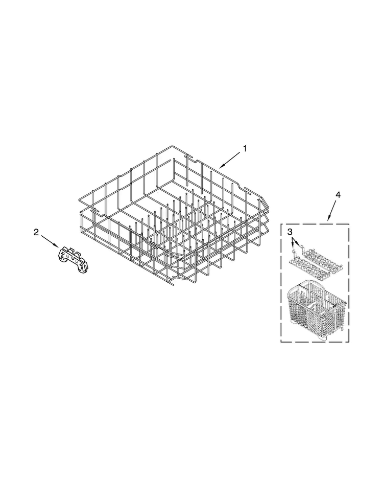 Lower Rack Parts Diagram and Parts List for MDB7759SAB4  Maytag Dishwasher