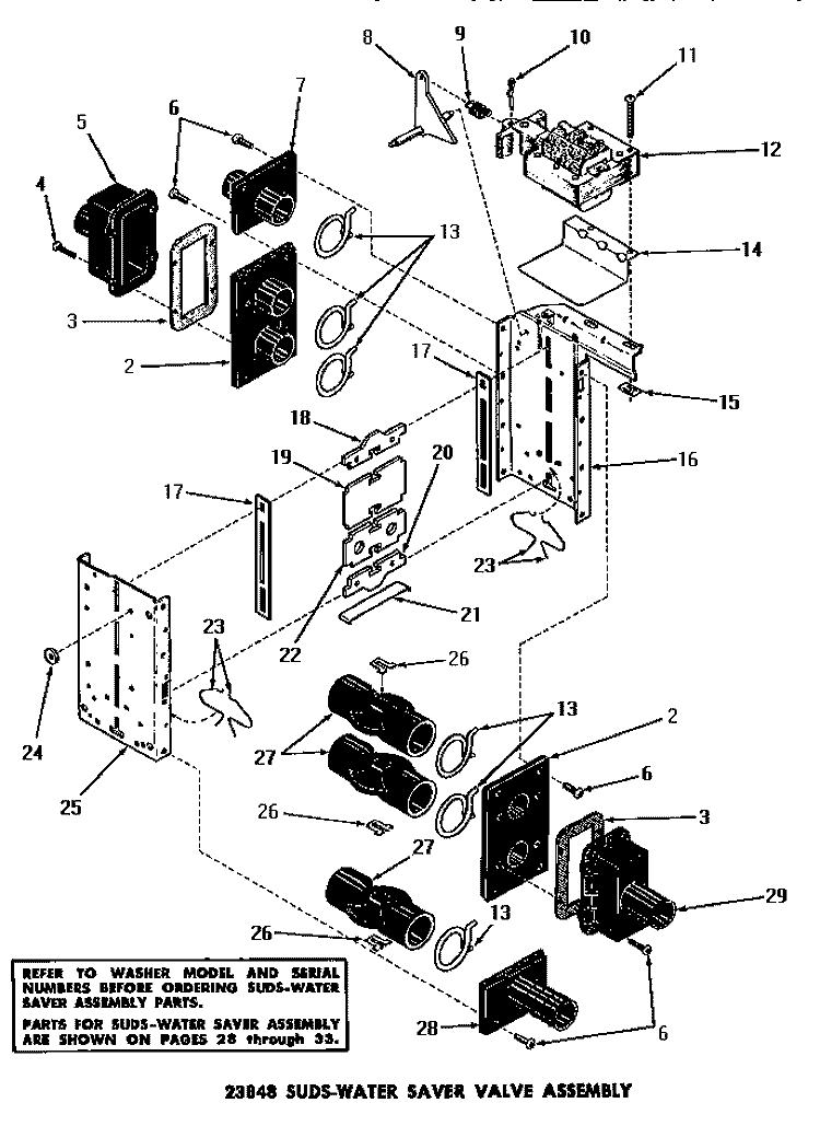 23848 SUDS - WATER SAVER VALVE ASSY Diagram and Parts List for DA6223  Amana Washer