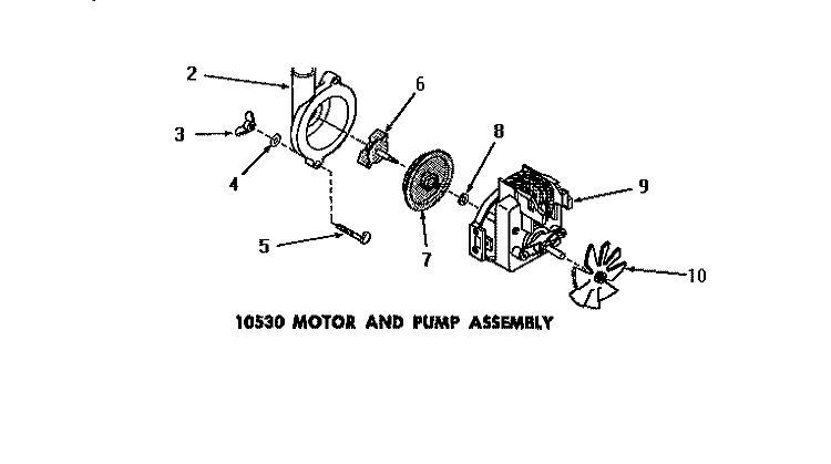 10530 MOTOR & PUMP ASSY Diagram and Parts List for DA6223  Amana Washer