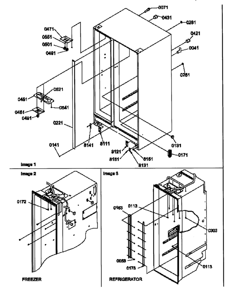 Cabinet Parts Diagram and Parts List for SCD25TW-P1190426WW  Amana Refrigerator