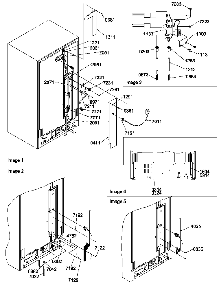 Cabinet Back Diagram and Parts List for SBDT520SW-P1185103WW  Amana Refrigerator