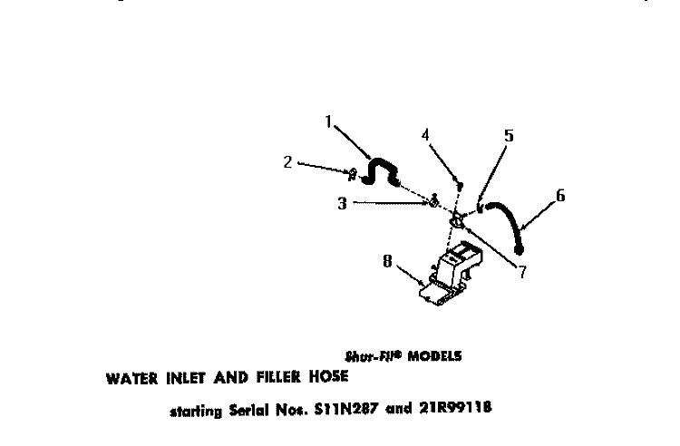 WATER INLET & FILLER HOSE Diagram and Parts List for DA9043  Speed Queen Washer