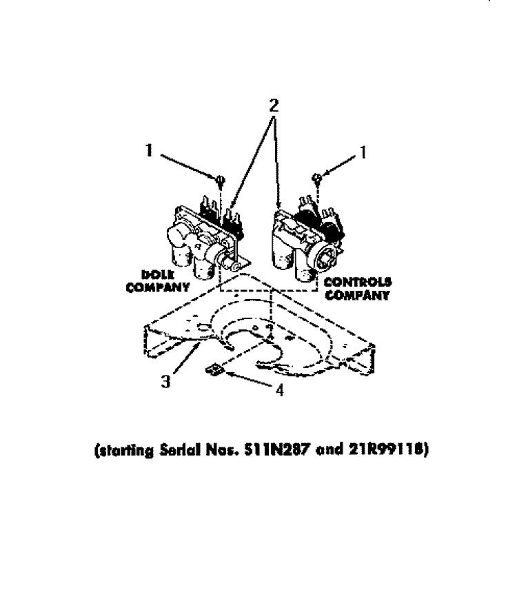 MIXING VALVES Diagram and Parts List for DA9043  Speed Queen Washer