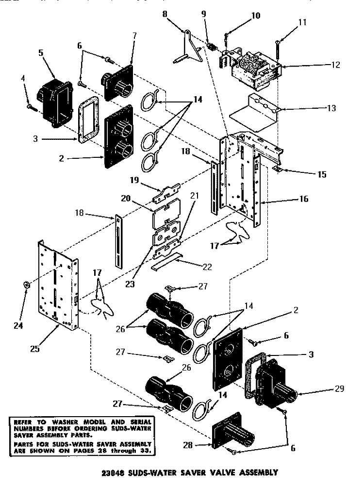 23848 SUDS - WATER SAVER VALVE ASSY Diagram and Parts List for DA9043  Speed Queen Washer