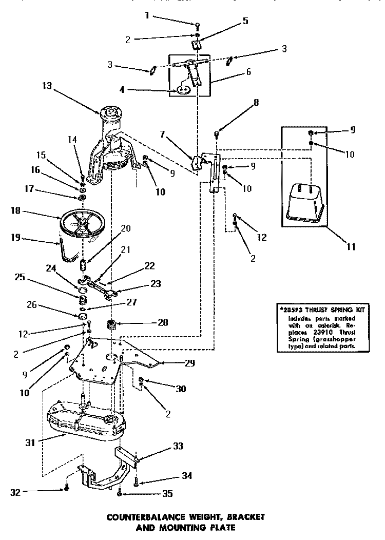 COUNTERBALANCE WEIGHT, BRKT & MTG PLATE Diagram and Parts List for DA9043  Speed Queen Washer