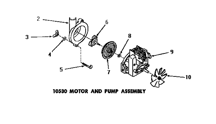 10530 MOTOR & PUMP ASSY Diagram and Parts List for DA6073  Amana Washer