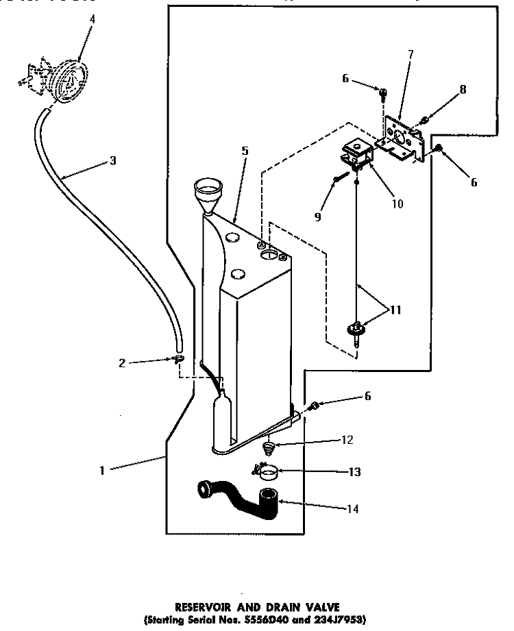 RESERVOIR & DRAIN VALVE Diagram and Parts List for DA6073  Amana Washer