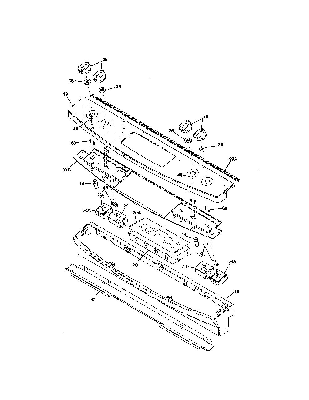 Backguard Diagram and Parts List for 79042533311  Kenmore Range