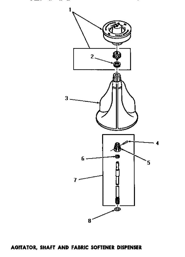 AGITATOR, SHAFT & FABRIC SOFTENER DISP Diagram and Parts List for DA9011  Speed Queen Washer