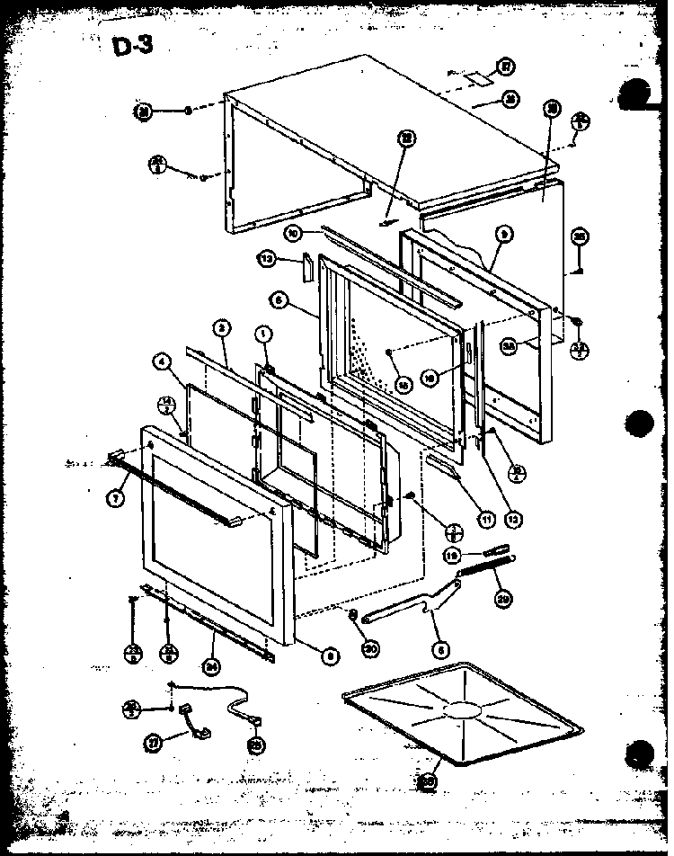 Door And Outer Cabinet Diagram and Parts List for RL6-5ET P76251-3M Amana Microwave