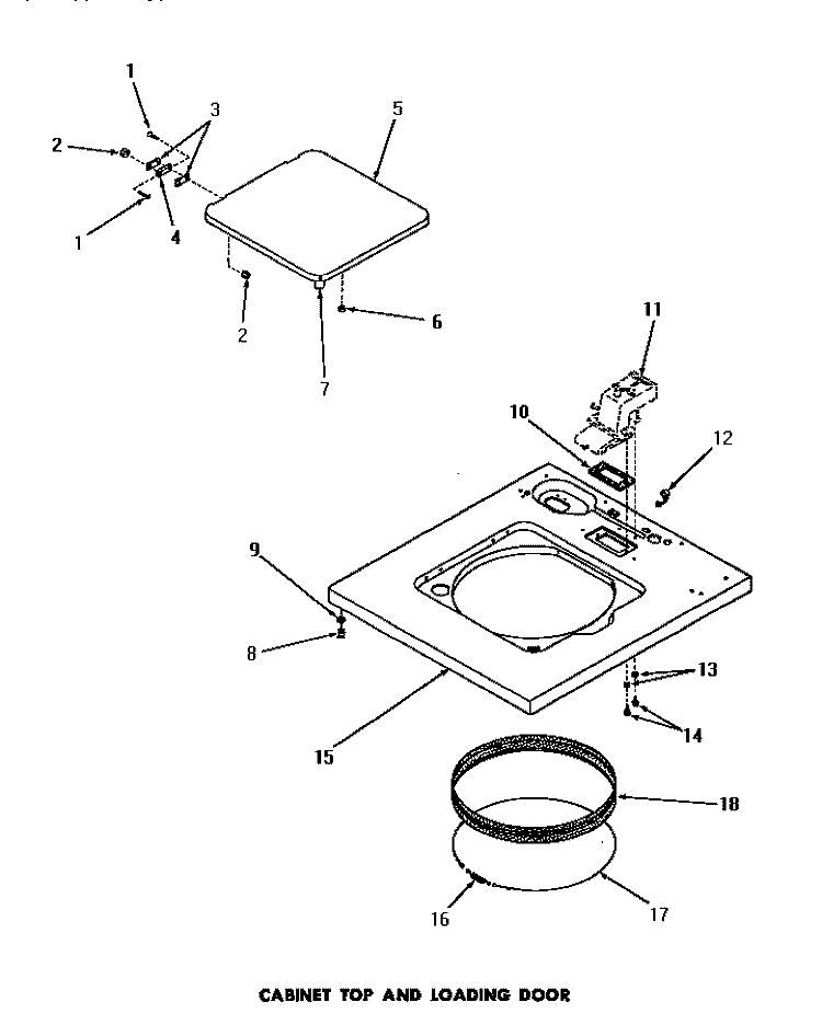 CABINET TOP & LOADING DOOR Diagram and Parts List for DA9101  Speed Queen Washer