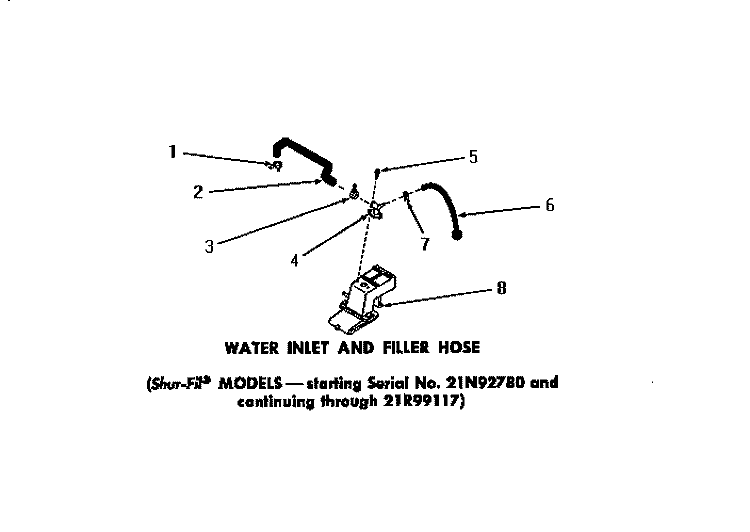 WATER INLET & FILLER HOSE Diagram and Parts List for DA6101  Amana Washer
