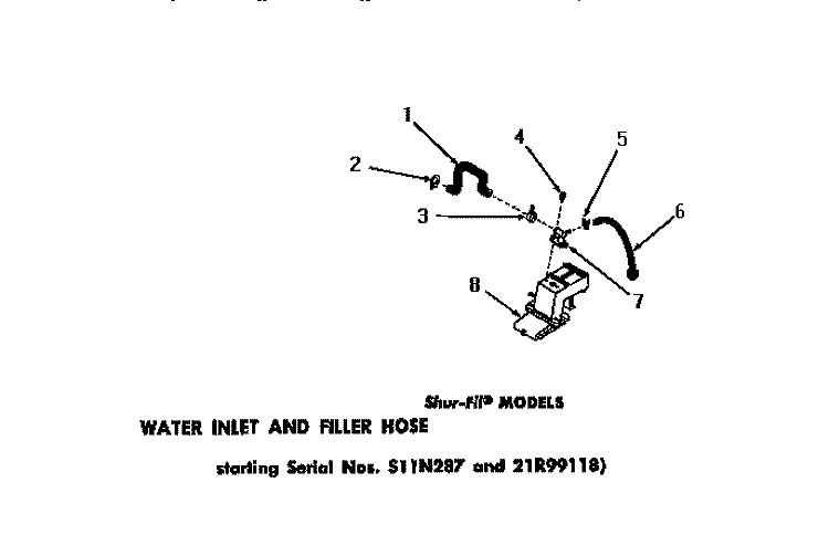 WATER INLET & FILLER HOSE Diagram and Parts List for DA6101  Amana Washer