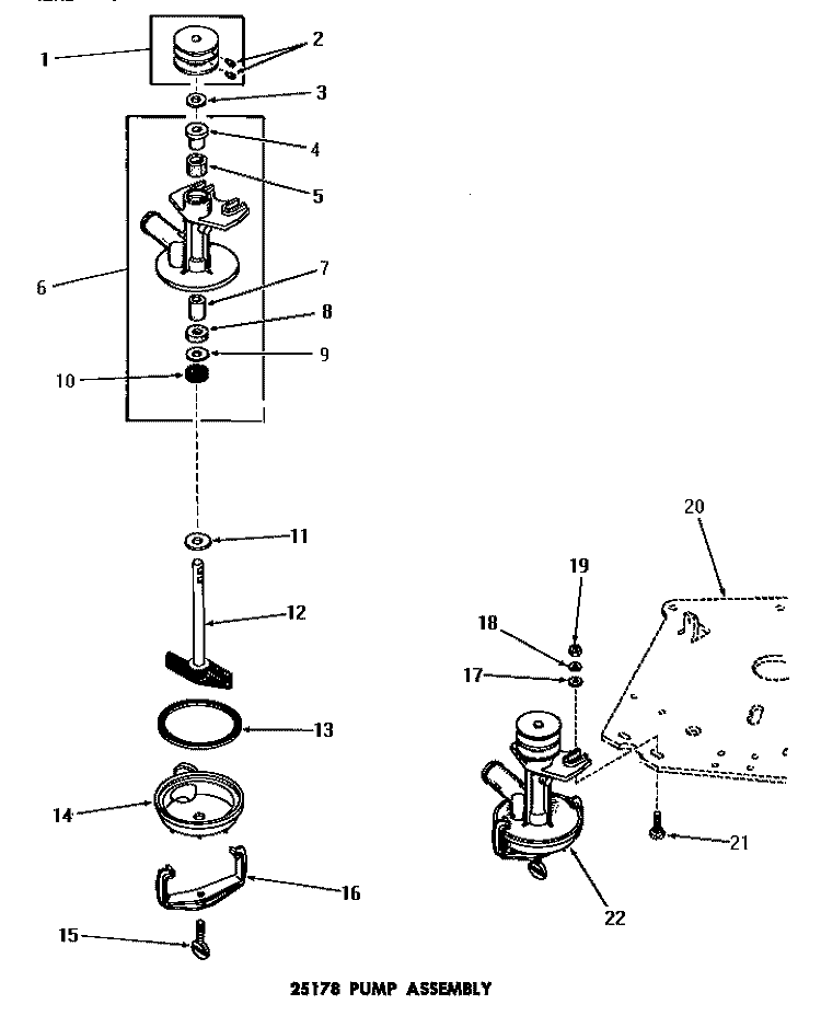 25178 PUMP ASSY Diagram and Parts List for DA6101  Amana Washer