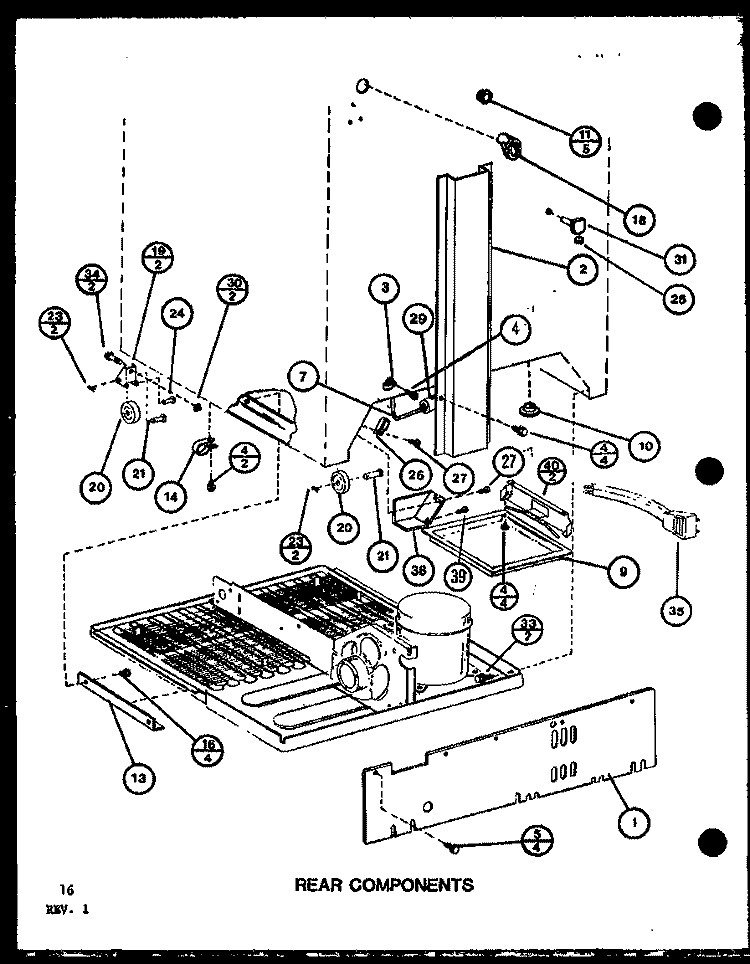 REAR COMPONENTS Diagram and Parts List for BL20K P7812504W Amana Refrigerator