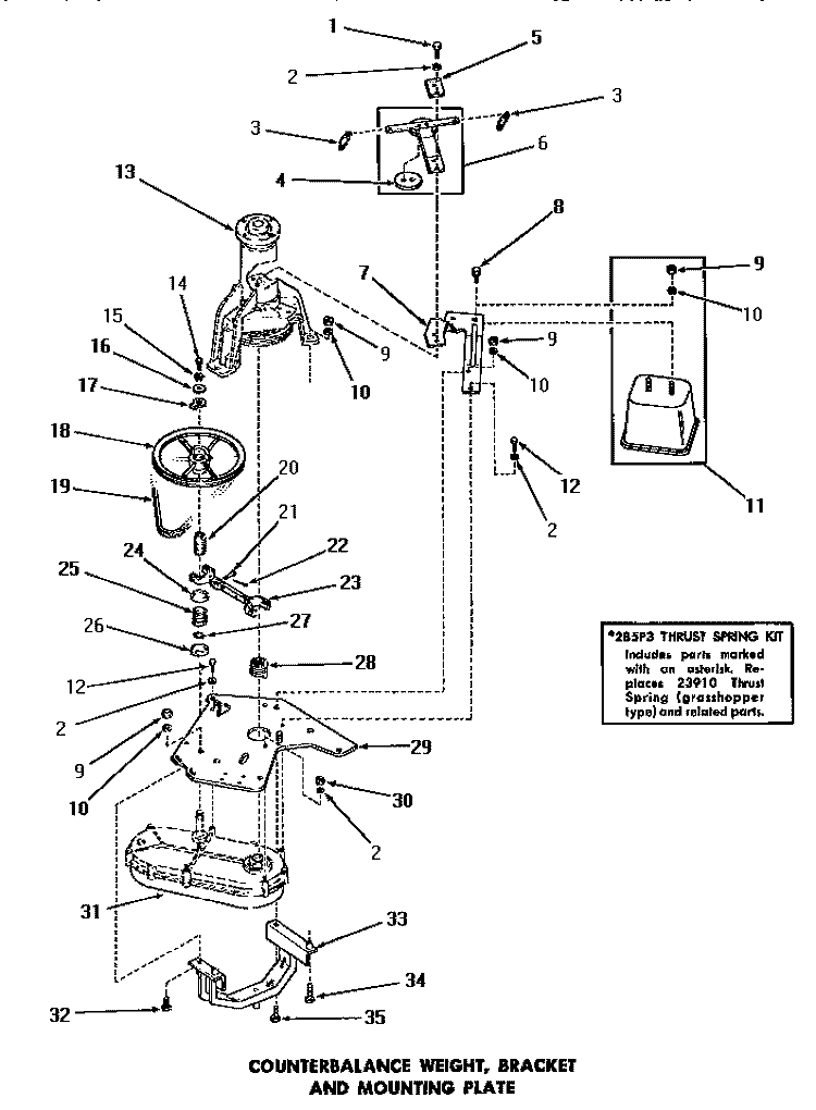 COUNTERBALANCE WEIGHT, BRKT & MTG PLATE Diagram and Parts List for DA6101  Amana Washer