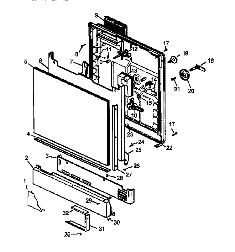 DOOR ASSY Diagram and Parts List for CDC550CL P1188329W Amana Dishwasher