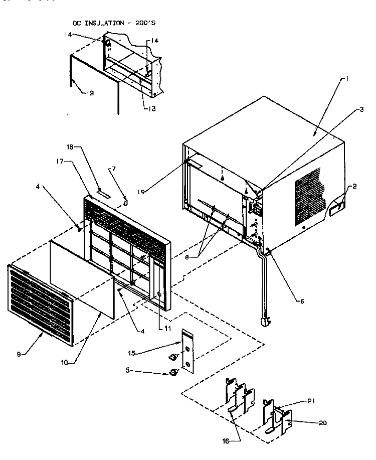 FRONT & OUTER CASE ASSY Diagram and Parts List for 18QZ33TB P1200802R Amana Air Conditioner