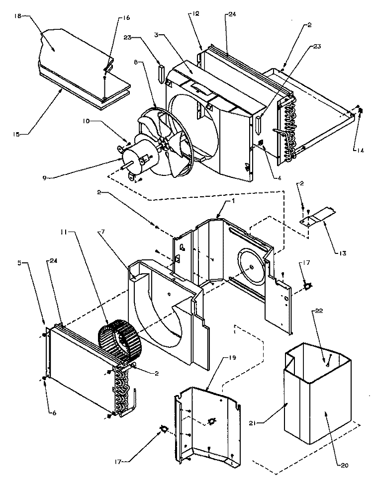 EVAP, CONDENSER, INSUL & AIR FLOW SYSTEM Diagram and Parts List for 18QZ33TB P1200802R Amana Air Conditioner