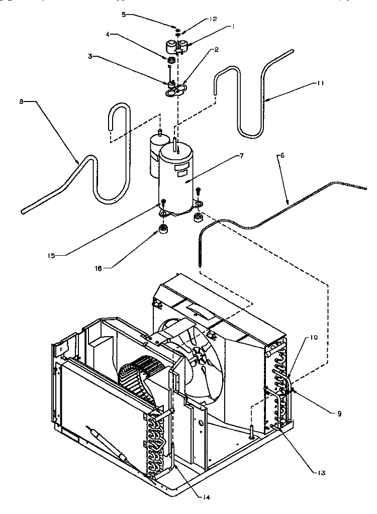 COMPRESSOR & TUBING Diagram and Parts List for 18QZ33TB P1200802R Amana Air Conditioner