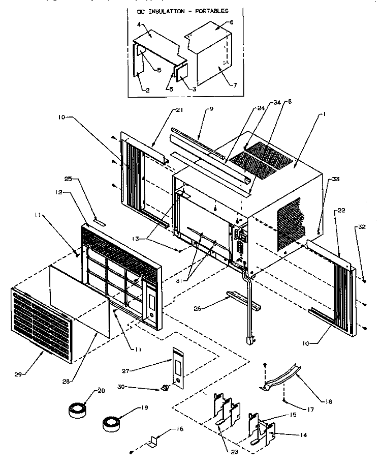 FRONT & OUTER CASE ASSY Diagram and Parts List for 5QZ21TB P1200701R Amana Air Conditioner