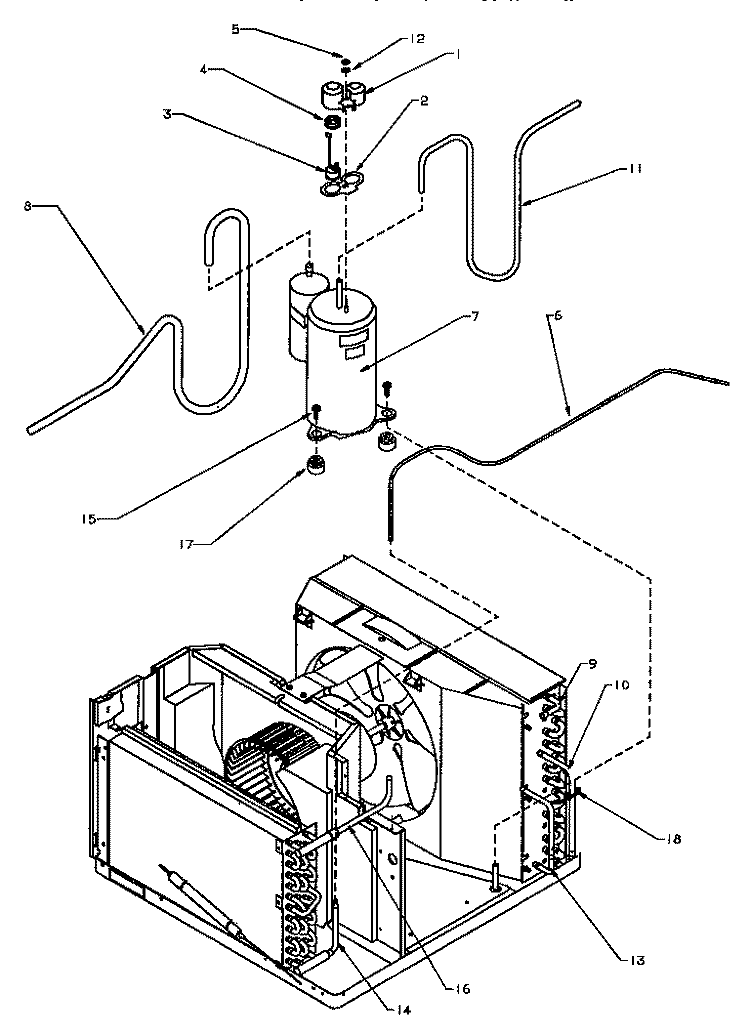 COMPRESSOR & TUBING Diagram and Parts List for 12QZ22TB P1200902R Amana Air Conditioner