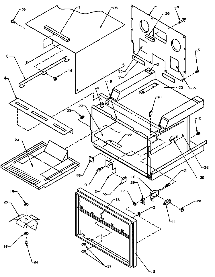 CAVITY ASSY & ELECTRICAL COMPONENTS Diagram and Parts List for RC21SE P1104110M Amana Microwave