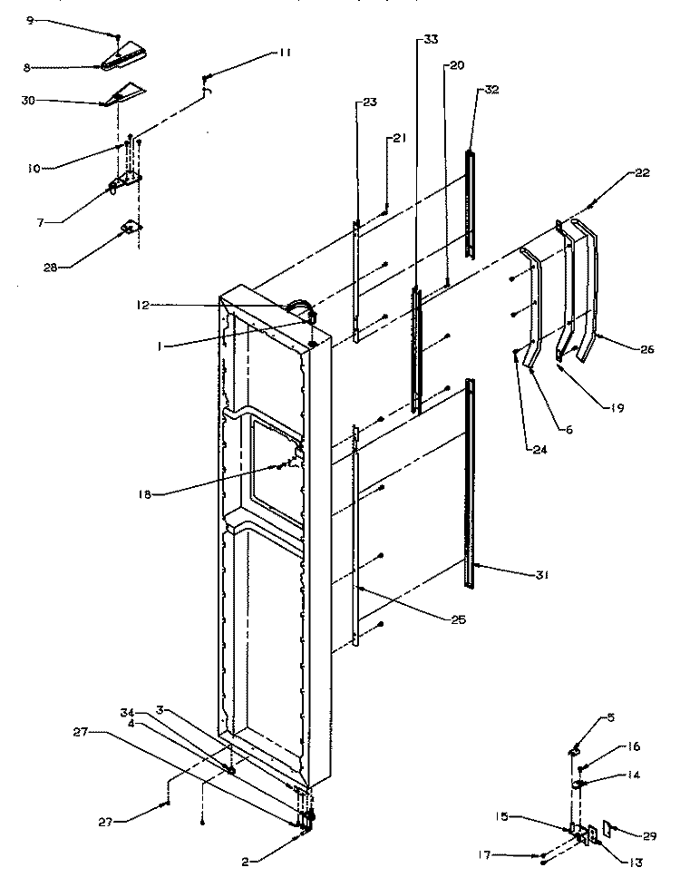 FZ DOOR HINGE AND TRIM PARTS Diagram and Parts List for SPD27Q2W P1181316W W Amana Refrigerator