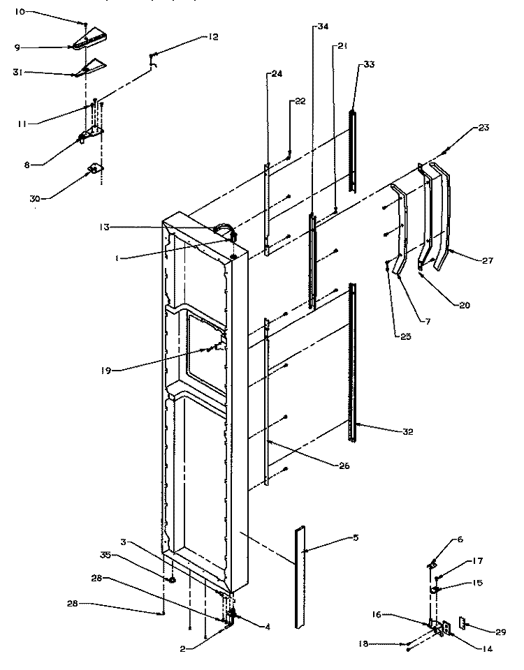 FZ DOOR HINGE AND TRIM PARTS Diagram and Parts List for SXD27Q2E P1181313W E Amana Refrigerator