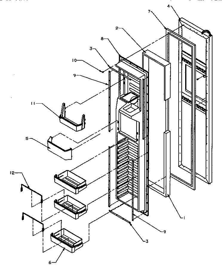 FZ DOOR Diagram and Parts List for SXD22Q2L P1181308W L Amana Refrigerator