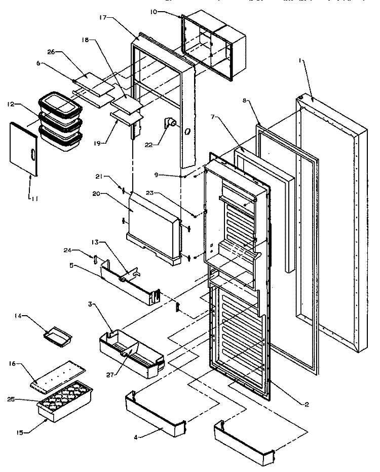 REF DOOR Diagram and Parts List for SXD25QA3E P1181324W E Amana Refrigerator
