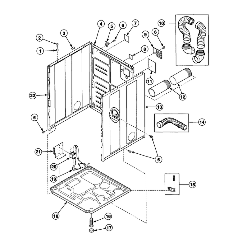 Cabinet Assy Diagram and Parts List for FEU17AWF1702  Speed Queen Dryer