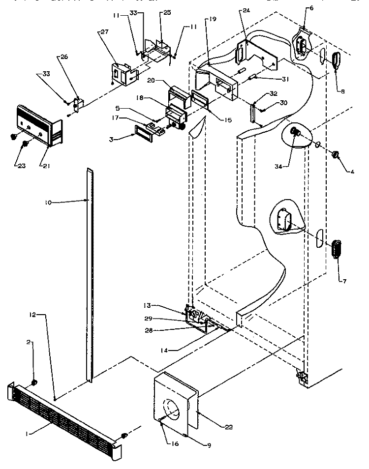 REF / FZ CONTROLS AND CABINET PARTS Diagram and Parts List for SXD22Q2L P1181308W L Amana Refrigerator